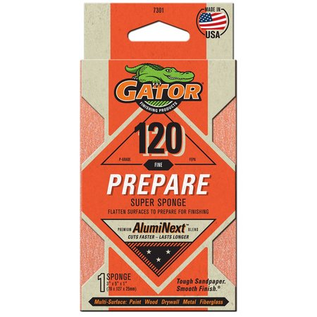 GATOR FINISHING AlumiNext Sandpaper Prepare Super Sponge, 120 Fine Grit 7301